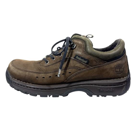 Timberland Shoe Men 8 Brown Leather Tie Up Hiking Work Active Flex Sole Gorpcore - Picture 1 of 8